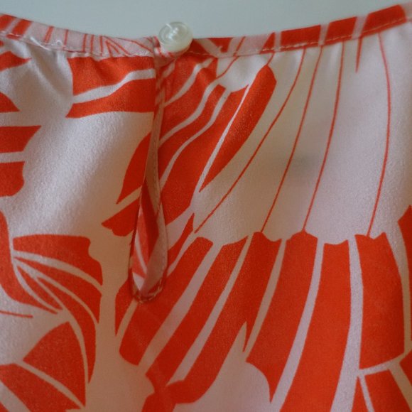 J.Crew Factory orange pink neon floral tulip flutter sleeve top XS 0 - Picture 8 of 10